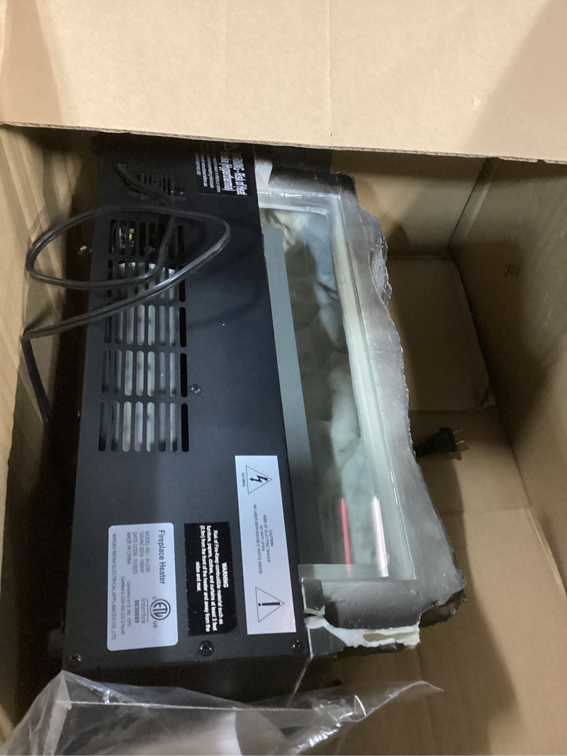 Condition photo showing As Is for Electric Fireplace Logs Inserts Heater 23-Inch, Remote Controller Fireplace Heater, Adjustable Flame Colors, Realistic Fake firewood Flame, Overheat Protection, Timer, Thermostat, 1500W Black 23"