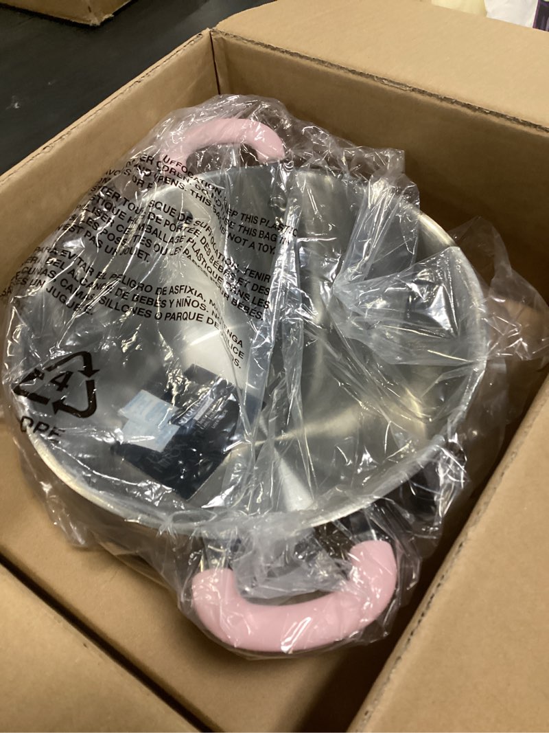 Condition photo showing Good Condition for Paris Hilton Stainless Steel Stock Pot with Iconic Color Changing "That's Hot" Heat Indicator Decal, Features Soft Grip Handles and Measure Marks, 8-Quart, Pink