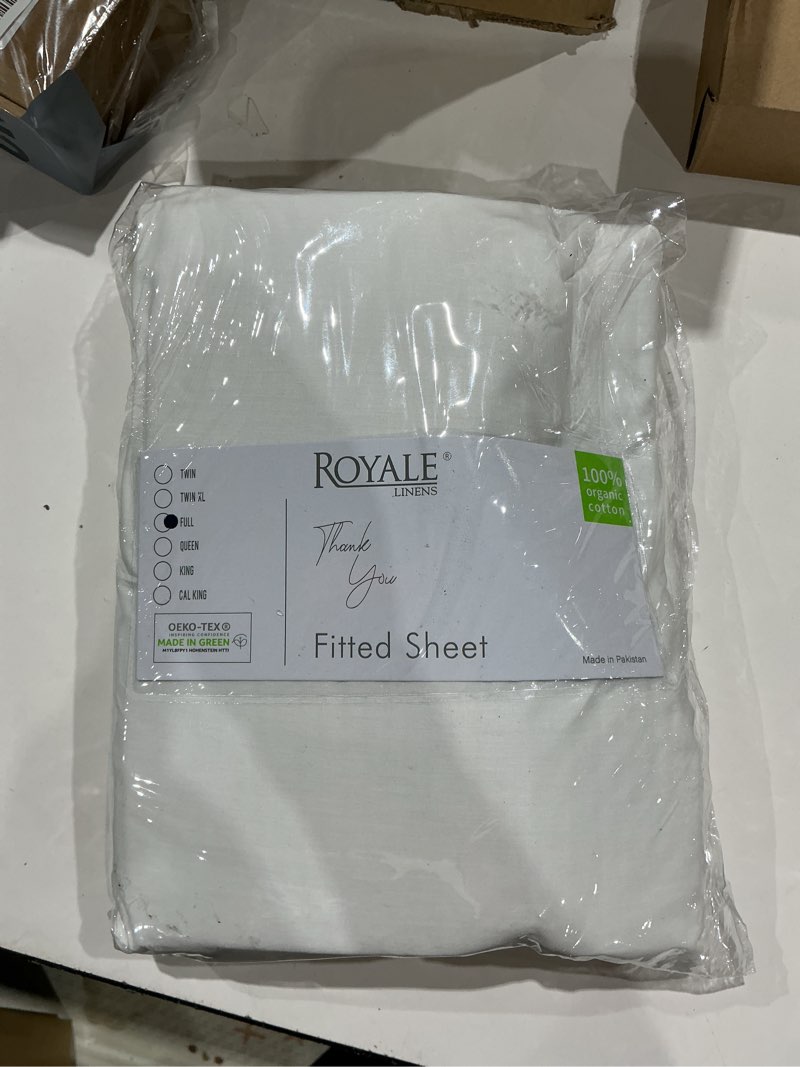Condition photo showing Good Condition for royale linens 100% organic cotton fitted sheet - percale weave - super soft deep pocket bottom sheets - white elastic sheet full size - full fitted sheets only - (54"x75"+15", white) white full