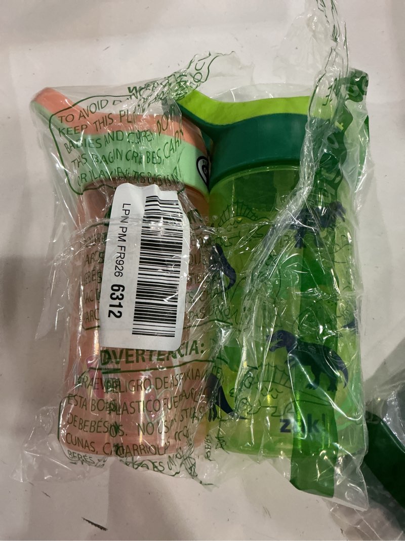 Condition photo showing Good Condition for zak designs 16oz riverside kids water bottle with spout cover and built-in carrying loop, made of durable plastic, leak-proof water bottle design for travel (unicorn & dino camo, pack of 2)