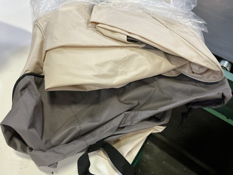 Condition photo showing As Is for patio furniture covers waterproof, outdoor furniture covers waterproof windproof with padded handles, heavy duty 600d oxford outdoor table chair set cover beige&brown round 84"diax28"h