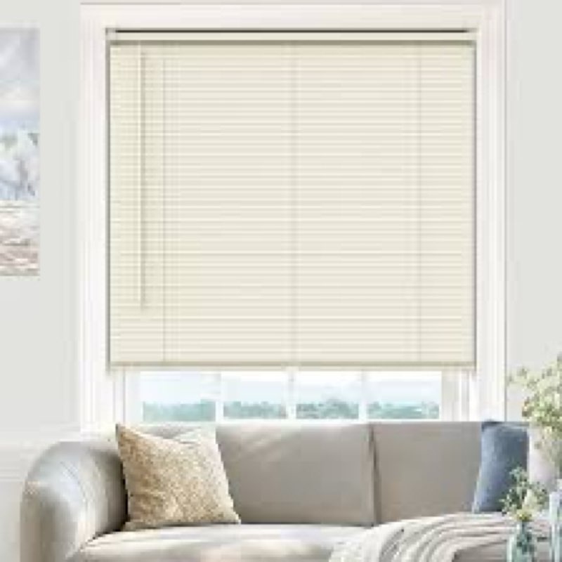 UNISHADES 100% Privacy L-Shaped Blades Mini Blinds for Indoor Windows 1" Vinyl Cordless Window Blind