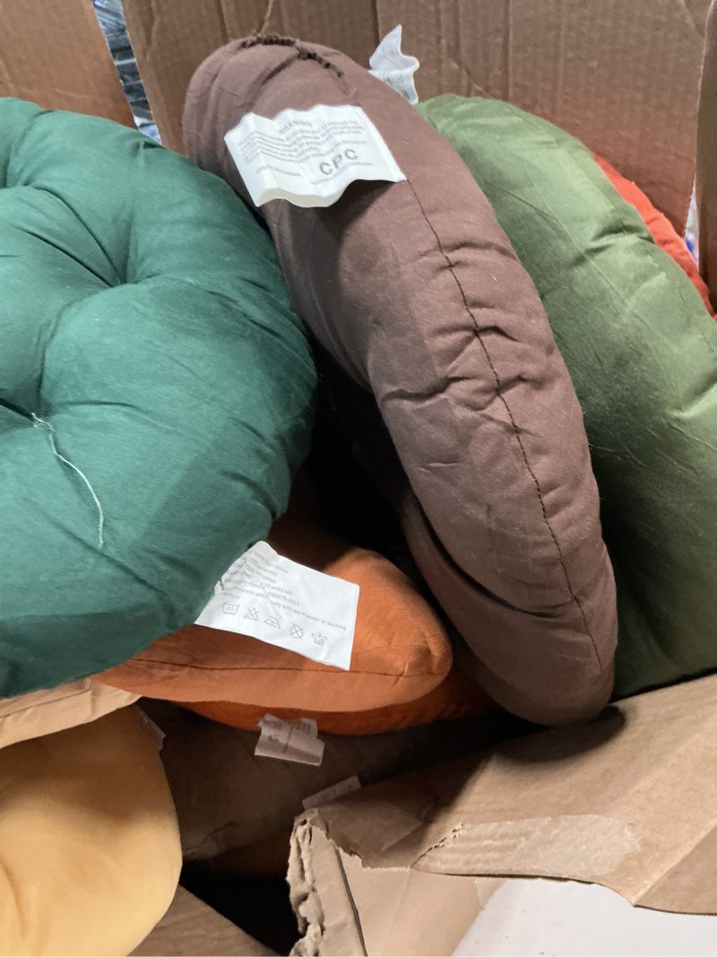 Condition photo showing Good Condition for fumete 12 pcs floor pillows cushions seating 16 x 16 inches color round seat reading floor chair cushions for kids adults classroom home school playing supplies(warm color)