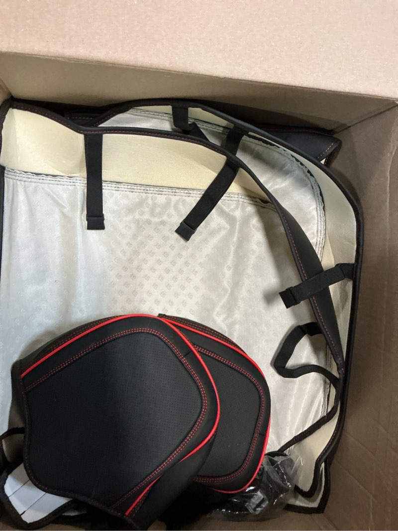 Condition photo showing As Is for FLORICH Leather Seat Covers Full Set Car Seat Protectors 5 Seats Automotive Seat Covers Universal Fit for Most Cars Trucks SUV-Black&Red Line Black&Red line FullSet