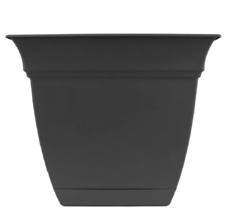 The HC Companies Outdoor/Indoor Plastic Planter Eclipse Square, Warm Gray, 8