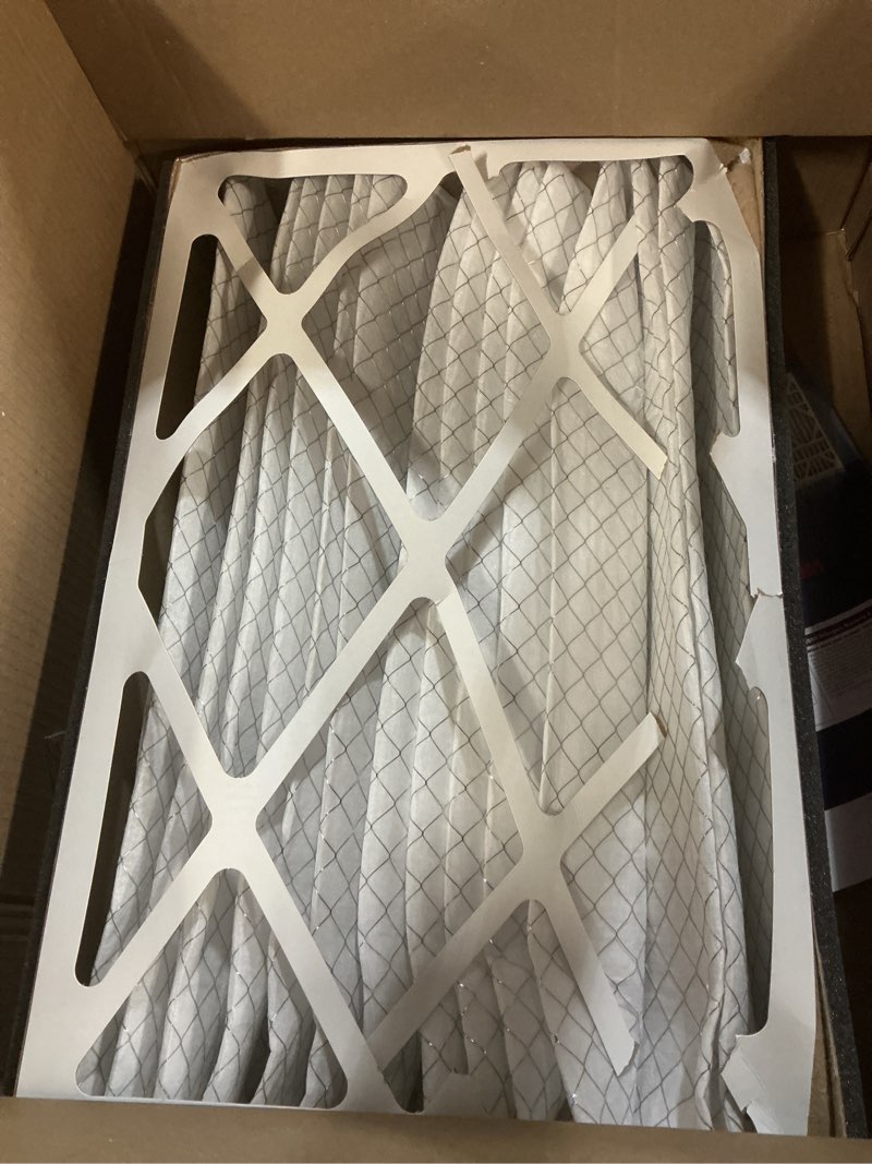 Condition photo showing As Is for filtrete 16x25x5 ac furnace air filter, mpr 1550, merv 12, fits honeywell & trion airbear, certified asthma & allergy friendly, electrostatic air filter, 1-pack (actual size 15.75 x 24.13 x 4.88) 4.9" x 24.1" x 15.6"