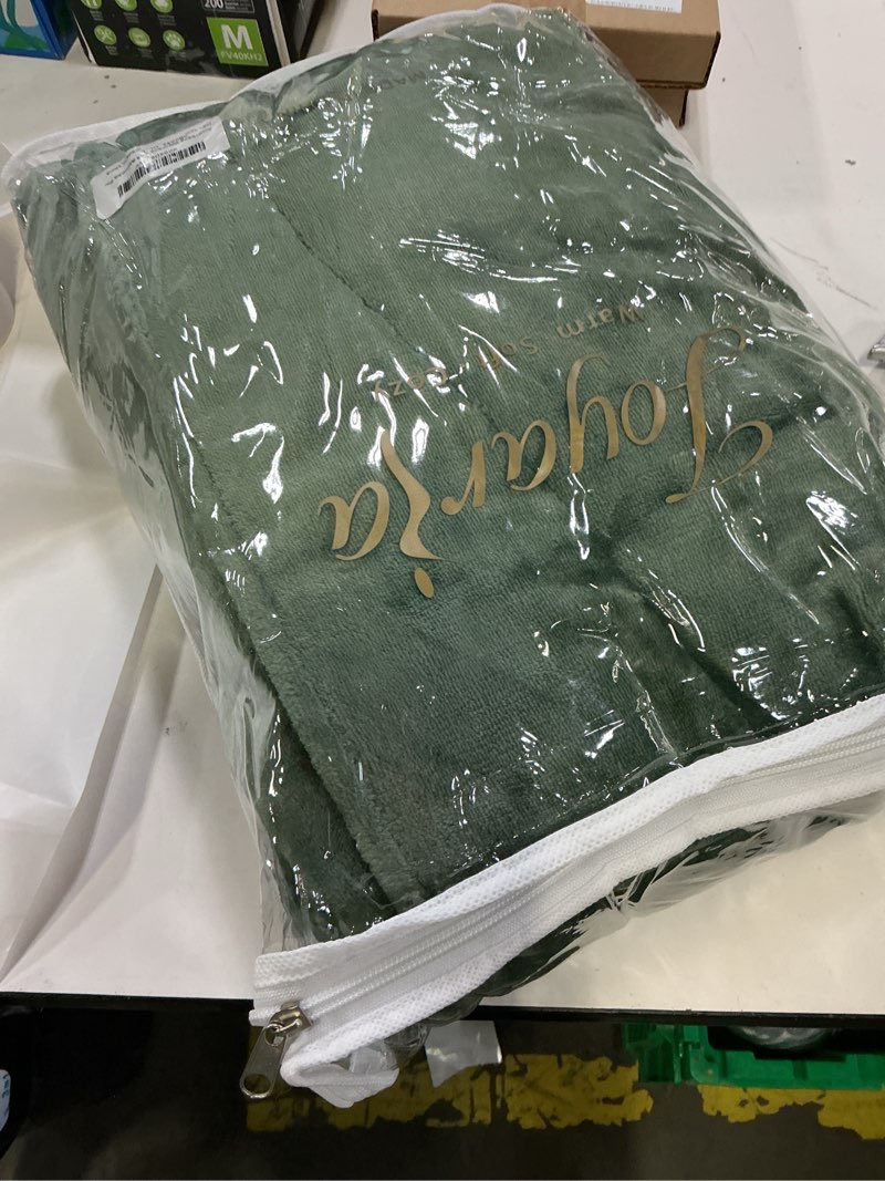Condition photo showing New/Like New for amorbella premium plush robe for women long fluffy fleece robe winter warm bathrobe with pockets large olive-hooded
