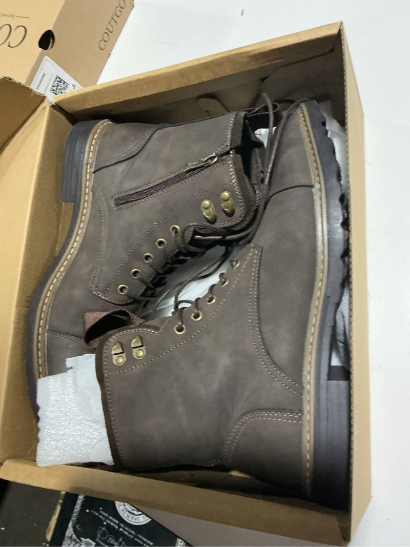Condition photo showing Good Condition for vostey mens boots motorcycle casual boots for men zipper fashion chukka boots mens 10.5 bmy8033a-darkbrown