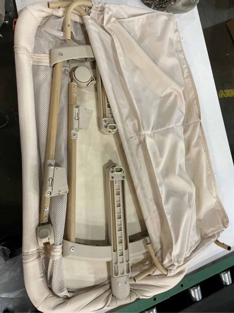 Condition photo showing Good Condition for Ezebaby Baby Bassinet Bedside Sleeper: 3-in-1 Rocking Bassinet for Baby - Breathable Full-Mesh Crib with Mattress | 6 Height Adjustable | Portable Crib with Lockable Wheels for Newborns Beige