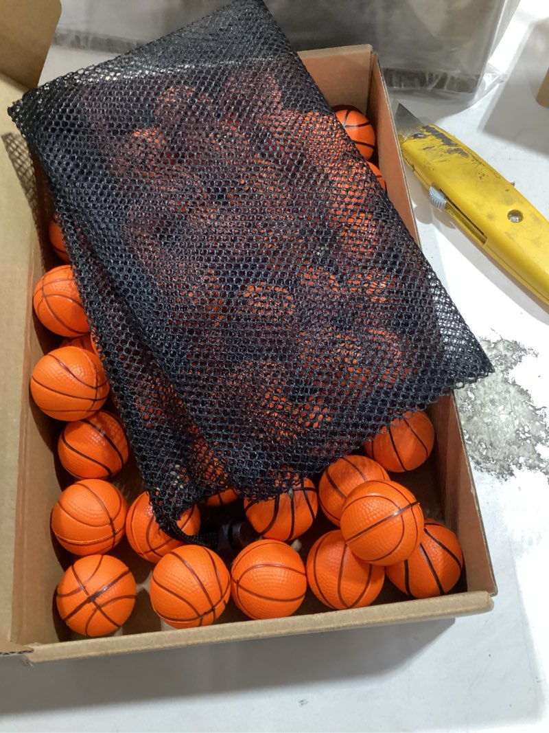 Condition photo showing New/Like New for civaner 60 pcs mini basketball stress balls for kids basketballs party favors small foam bouncy sports toys bulk with drawstring bag for school party decor carnival reward game toys gifts(3cm)