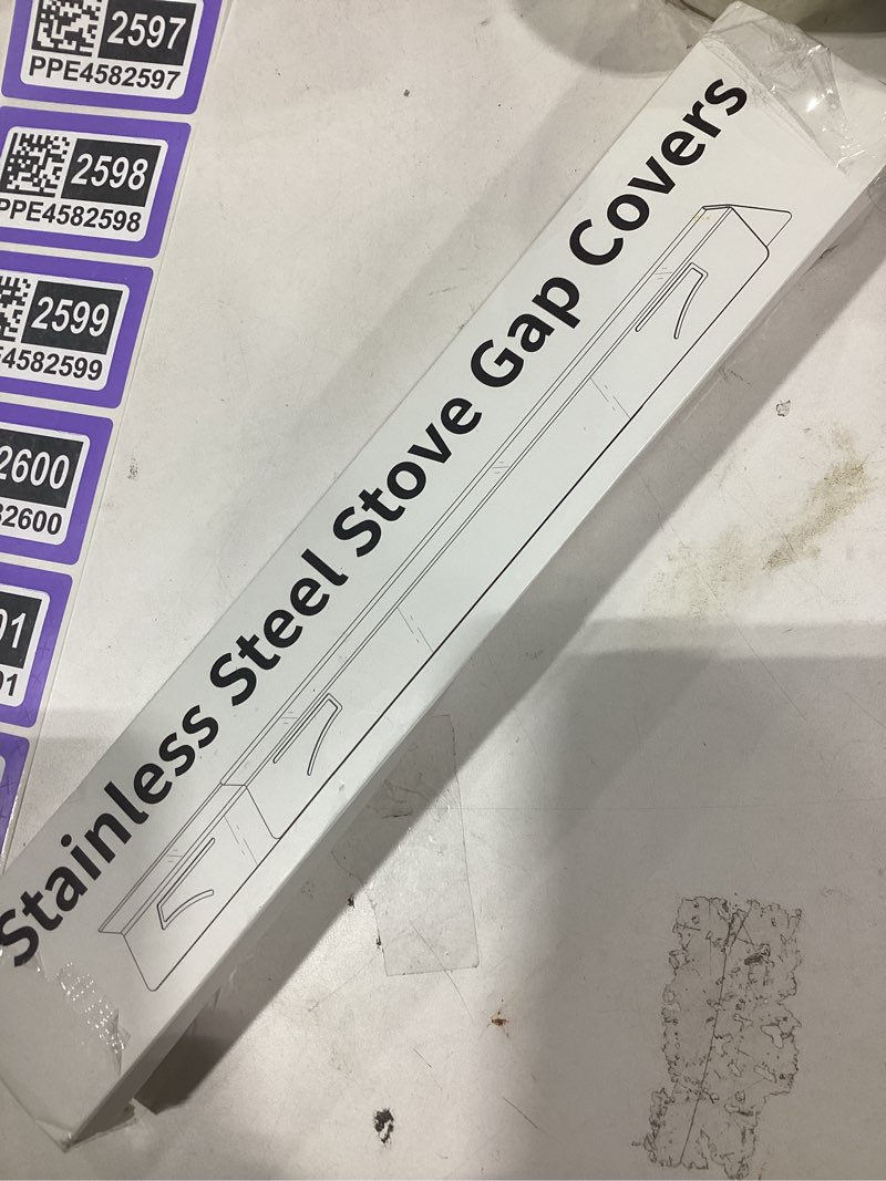 Condition photo showing New/Like New for Stove Gap Covers Stainless Steel Stove Gap Filler,13.8'' to 27.5'' Adjustable Length (2PCS),Oven Stove Side Gap Guards Between Stove top and Counter for Kitchen,Range Trim Kit,Heat Resistant,Silver
