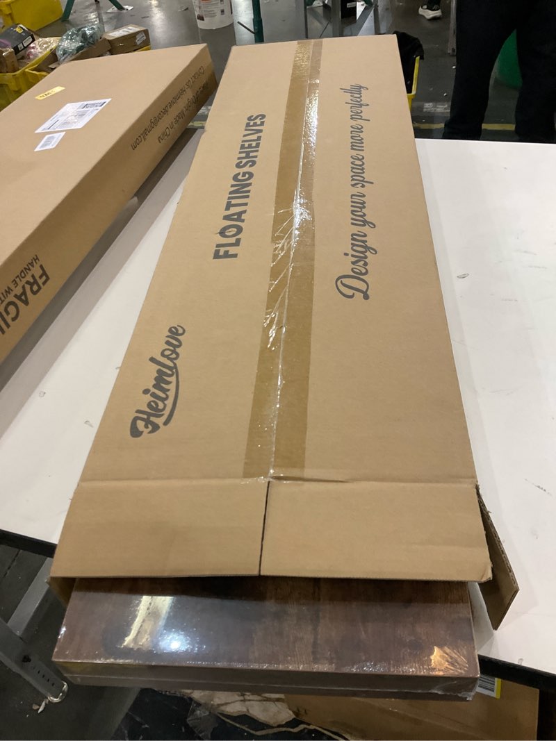 Condition photo showing New/Like New for Heimlove 36 Inch Floating Shelves for Wall,10 Deep Brown Wood Shelves with Invisible Brackets,Wall Mounted Storage & Display Shelves for Bedroom,Living Room,Kitchen,Office Brown 35.7"W x 10.3"D x 1.8"H,New