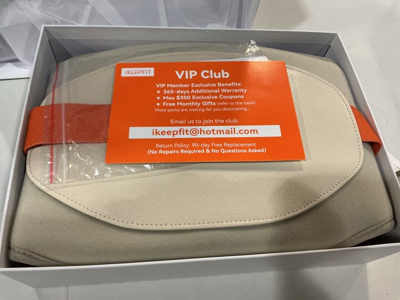 Condition photo showing New/Like New for portable heating pad for back, cordless wearable heat belt with massager for lower back pain relief, battery powered 8000 mah rechargeable, maxwarm® 3.0, gift for women men 90-310 lbs beige