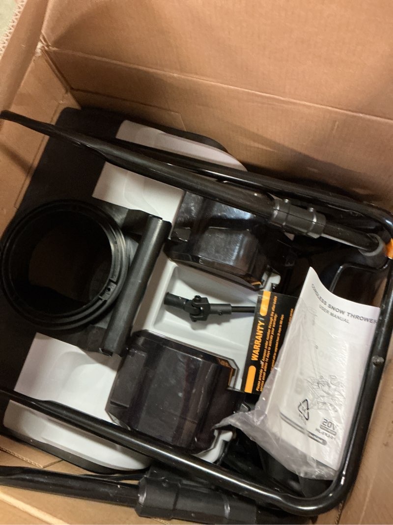 Condition photo showing Good Condition for Cordless Snow Blower Compatible with DeWalt 20V Battery(Tool Only), 20'' Brushless Electric Snow Thrower with Rotating Chute, 2 X 20V Battery Powered Snow Blower for Driveway Sidewalk Snow Removal