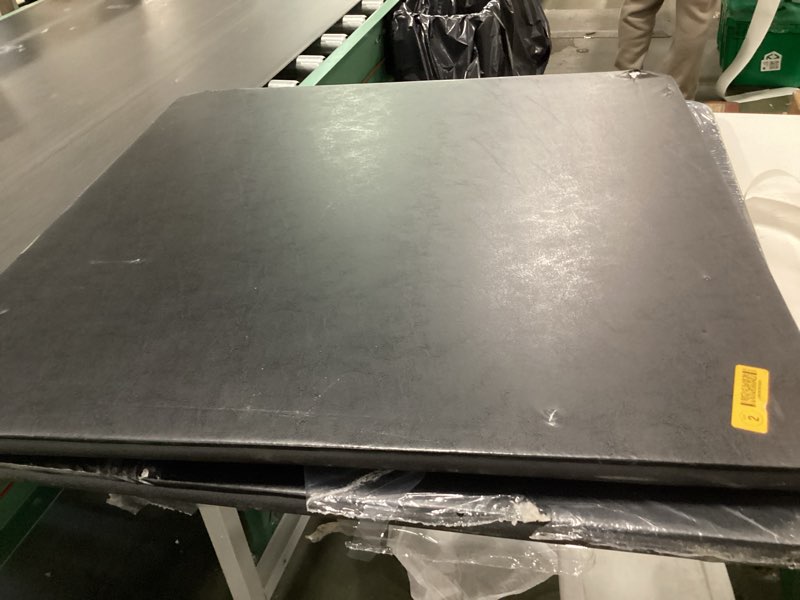 Condition photo showing As Is for Set of 2 Square Folding Table 34in Multi-Functional Portable Folding Card Table with Carrying Handle for Indoor Outdoor Camping,Picnic, Office, Party Use HDPE Plastic Tabletop with Metal Frame(Black) 34In x 34In Black 2