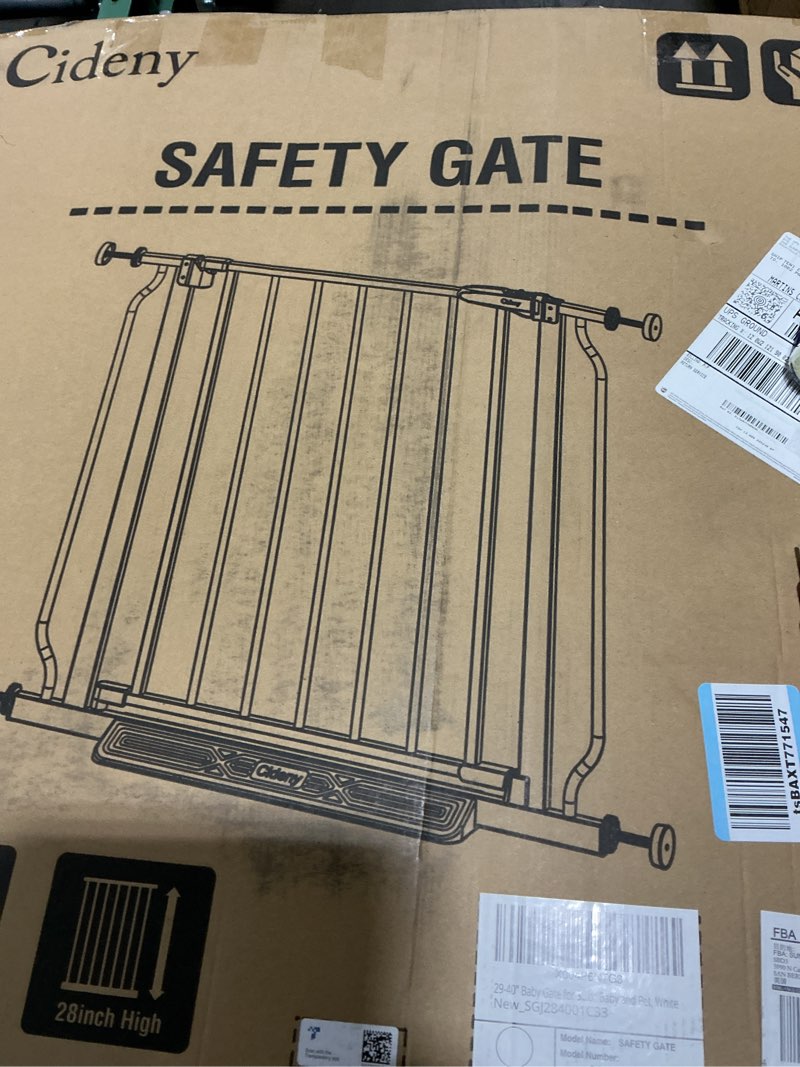 Condition photo showing Good Condition for Baby Gate No Drilling, 29"-40" Auto Close Dog Gate Indoor for Doorways & Stairs, Pressure Mounted Adjustable Pet Gate, Easy Walk Through Child Gate for Children & Pets Stroller Friendly, White