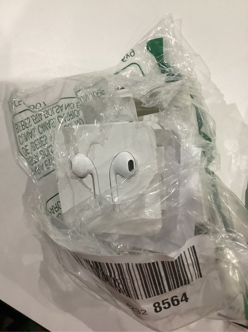 Condition photo showing New/Like New for DAMAGED BOX Apple EarPods Headphones with 3.5mm Plug, Wired Ear Buds with Built-in Remote to Control Music, Phone Calls, and Volume One Size 3.5mm Aux