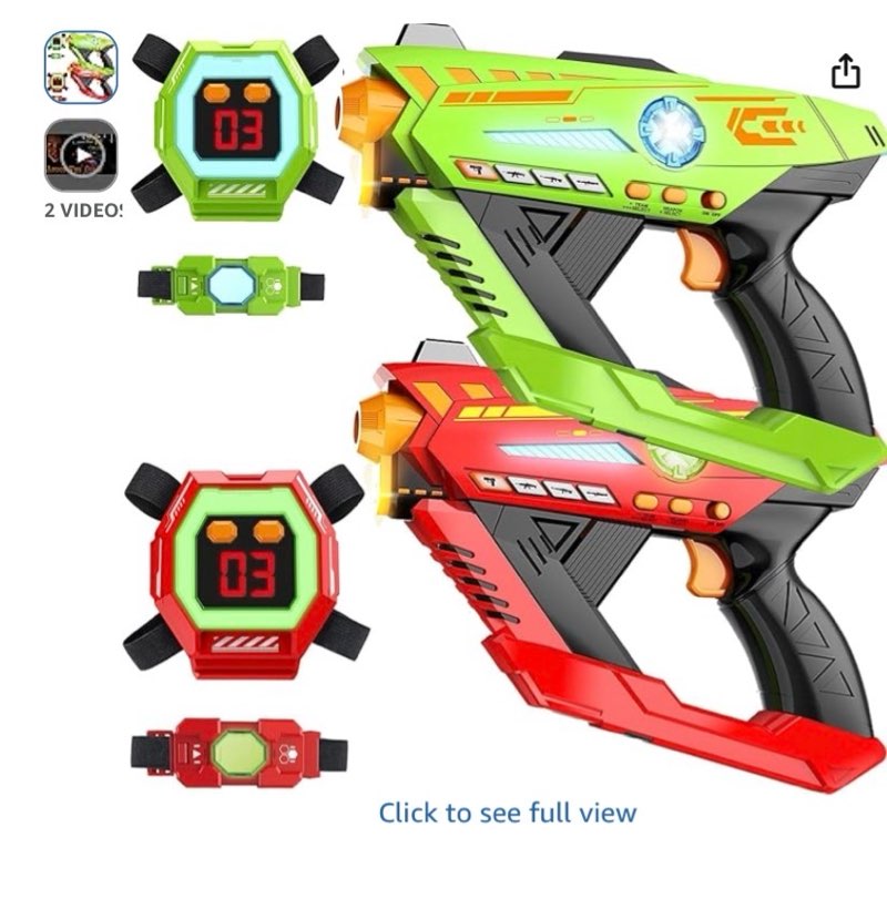 gun toy set of 2 rechargeable with infrared technology gun sets for indoor & outdoor play – fun birthday gift for boys ages 8 9 10 11 12+ years old (green&red) easter basket stuffers 2pcs green&red