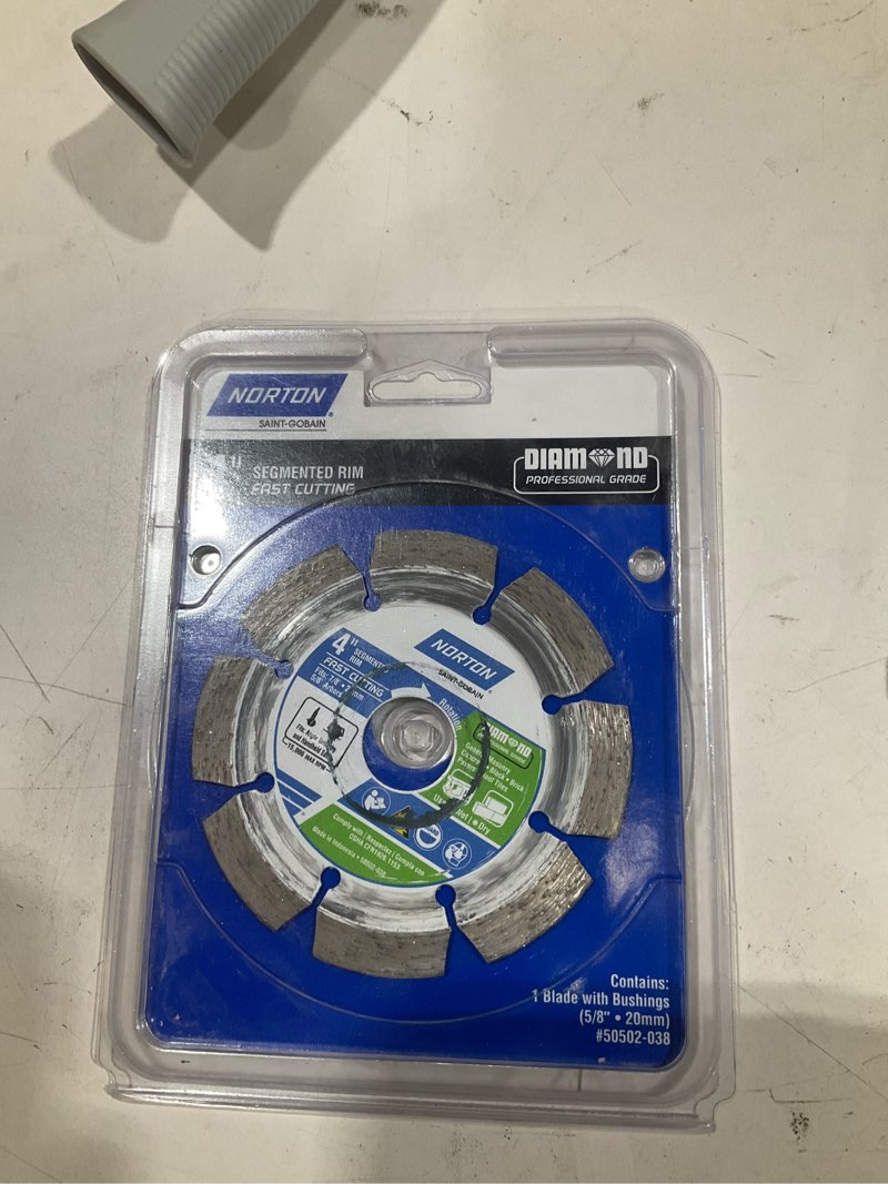 Condition photo showing As Is for norton 4-in wet/dry segmented rim diamond saw blade