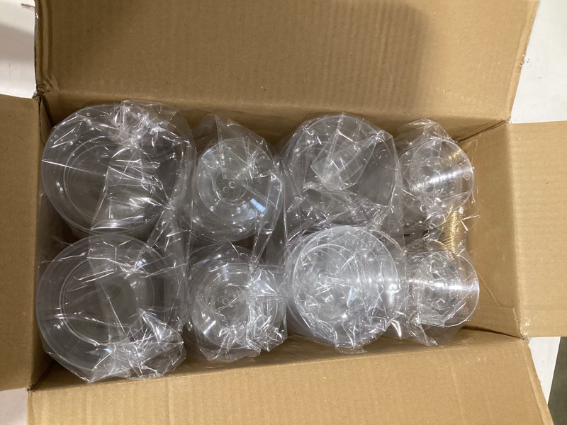 Condition photo showing Good Condition for wdf 7oz clear dessert cups disposable - 96 pack dessert cups with mini gold spoons plastic parfait cups medium to large 48 ice cream plastic cups & 48 gold tasting spoons for party & thanksgiving clear - 7oz
