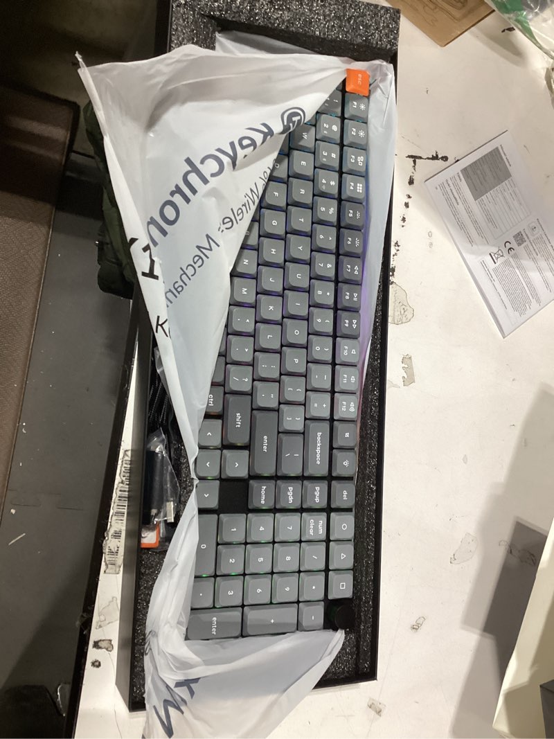 Condition photo showing Good Condition for Keychron K17 Max 96% Layout QMK/Launcher Ultra-Slim Wireless/Type-C Wired Mechanical Keyboard with RGB Backlit, Low-Profile Gateron Mechanical Brown Switch Compatible with Mac Windows