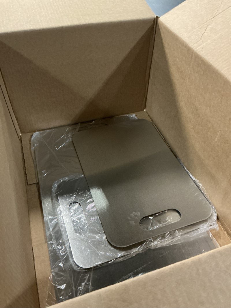 Condition photo showing As Is for 3Pcs Titanium Cutting Boards For Kitchen, 100% Pure Cut Titanium Cutting Board, Food Grade Quality, Double-sided non-toxic, Easy To Clean, Dishwasher Safe And Will Not Absorb Odors (12L*9W)+(14L*10W)+(18L*12W)