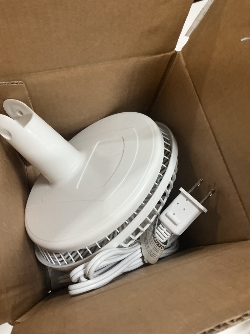 Condition photo showing As Is for comfort zone 6 in. quiet portable indoor 2-speed desk fan with stable base and adjustable tilt in white