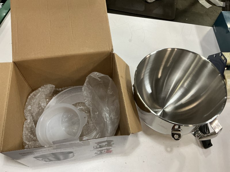 Condition photo showing New/Like New for 7qt stainless steel mixer bowl for kitchenaid stand mixers, kitchen aid mixing bowl for 7qt lift mixer with handle, compatible with ksm70skxxbk, dishwasher safe. 7qt silver