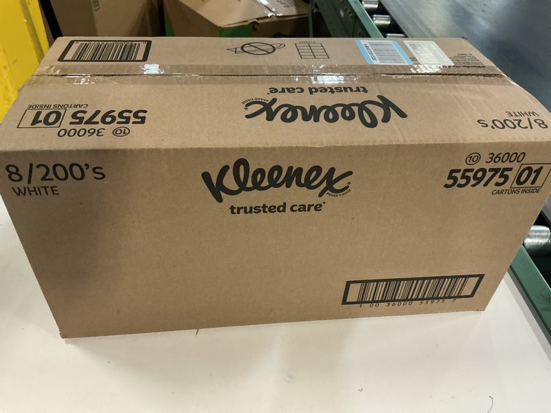 Condition photo showing New/Like New for Kleenex Trusted Care Facial Tissues, 8 Flat Boxes, 200 Tissues per Box, 2-Ply, Packaging May Vary White 200 Tissues (Pack of 8)