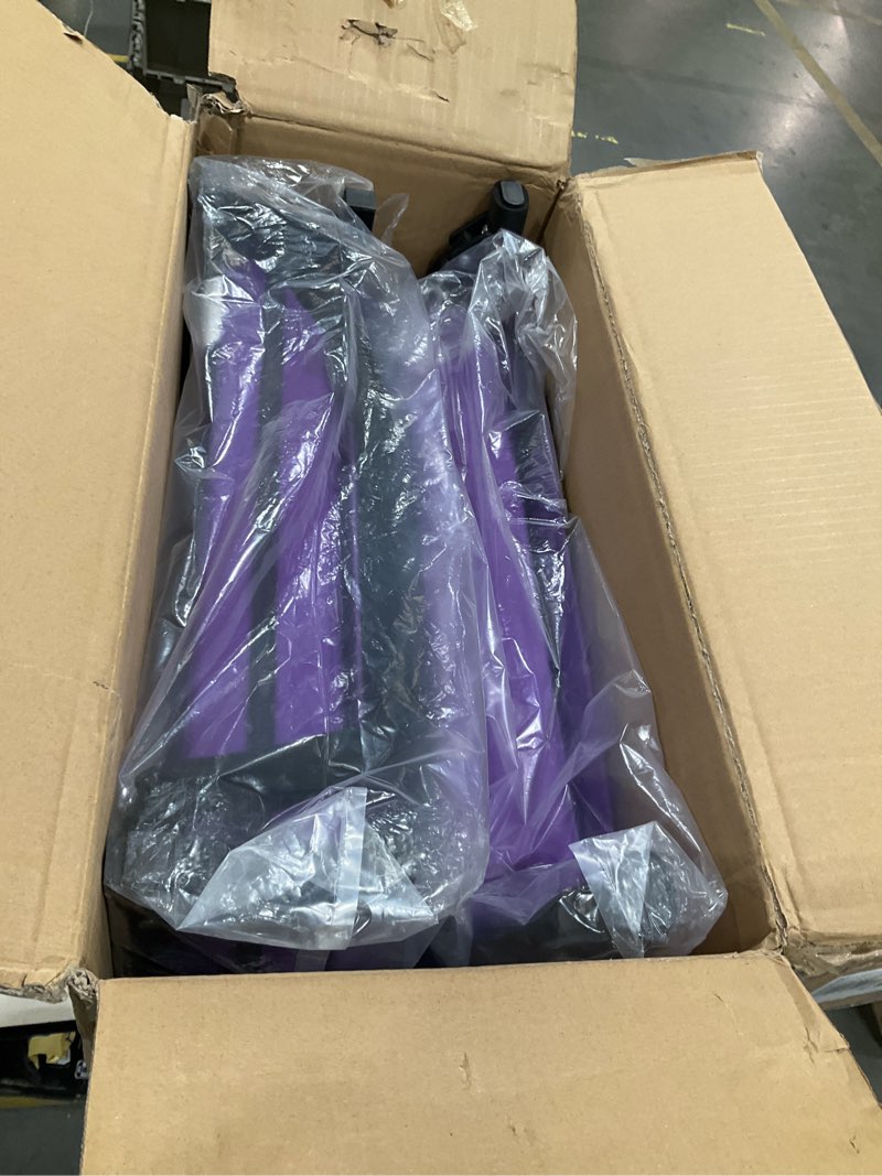 Condition photo showing Good Condition for vivohome stadium seats with back support and cushion, 2 pack portable bleacher chairs with cup holder and shoulder strap purple