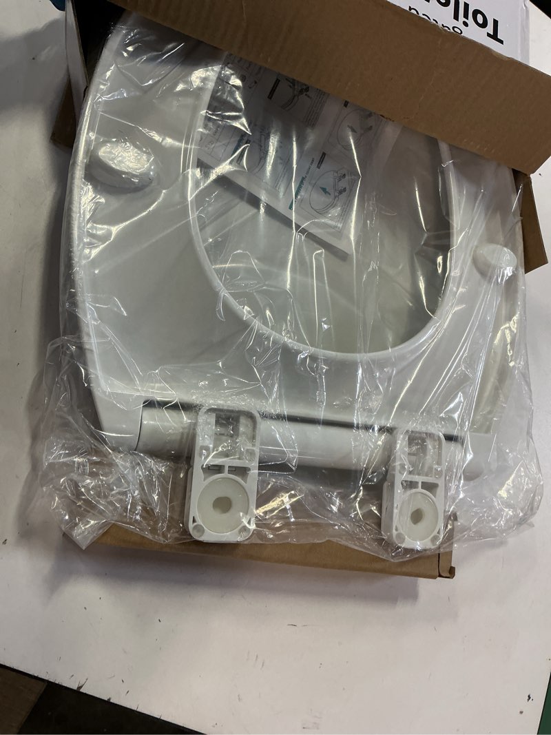 Condition photo showing Good Condition for wssrogy toilet seat elongated with slow close hinges, four bumpers never loosen and easily remove, two sets of parts, plastic, white elongated white - adult seat