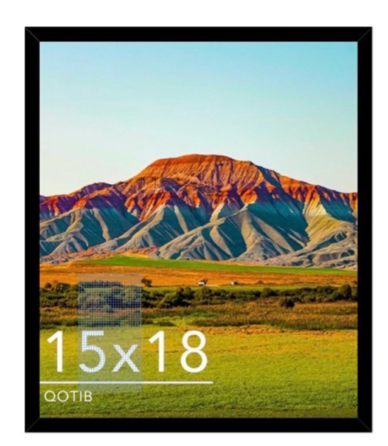 QOTIB 15x18 Picture Frame Black for Wall Mounting, Horizontal and Vertical Formats for Wall Hanging,