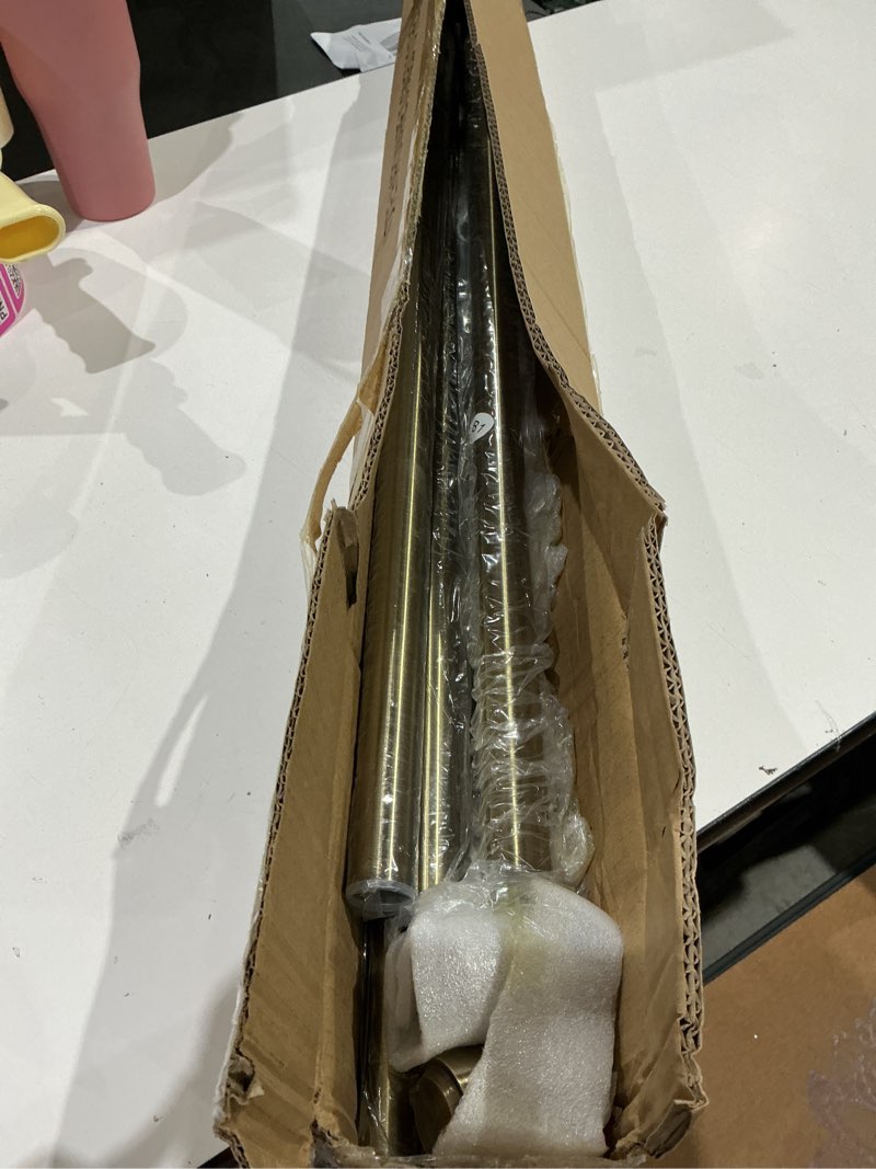 Condition photo showing Good Condition for 1 1/8 inch diameter curtain rods 144 to 240 inches(12-20ft), telescoping heavy duty large drapery rod with adjustable aluminum alloy bracket, solid end caps for windows decoration, antique bronze antique bronze 144"-240"