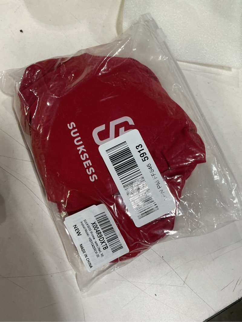 Condition photo showing New/Like New for SUUKSESS Women 2 Piece Workout Sets Compression Tummy Control Leggings with Pockets Halter Built in Bra Tank Tops Medium Red