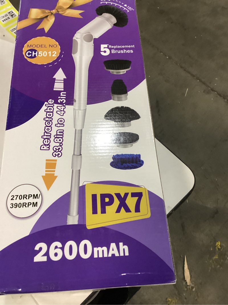 Condition photo showing New/Like New for Electric Spin Scrubber, Cordless Cleaning Brush, Shower Cleaning Brush with 5 Replaceable Brush Heads, Power Scrubber 3 Adjustable Speeds, Adjustable & Detachable Long Handle