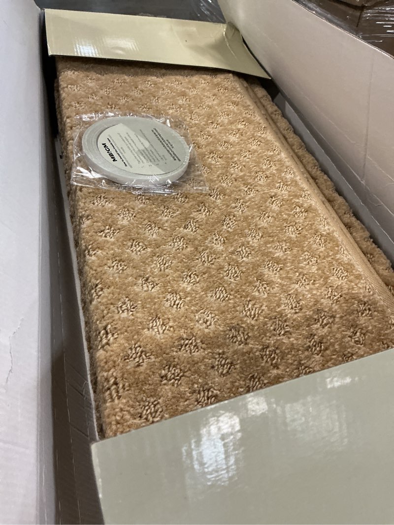 Condition photo showing Good Condition for mbigm bullnose carpet stair treads non slip stair mats for wooden stairs (14, camel - lattice, 9.5" x 30") 9.5" x 30" camel - lattice 14