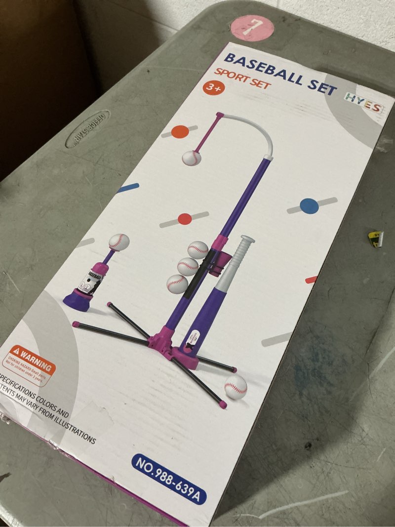 Condition photo showing New/Like New for hyes baseball set - 3 ways to play, adjustable height, easy to assemble, safe & sturdy, ideal sport gift for kids 3in1-purple