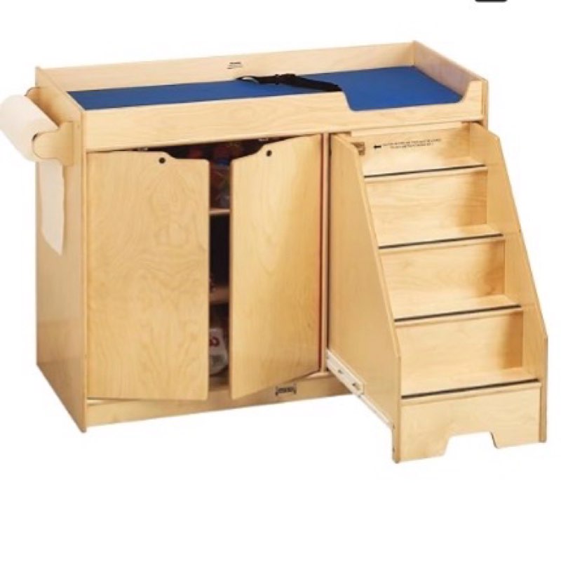 Premium Innovations Wooden Changing Table with Stairs - Toddler Diaper Change Station for School, Cl