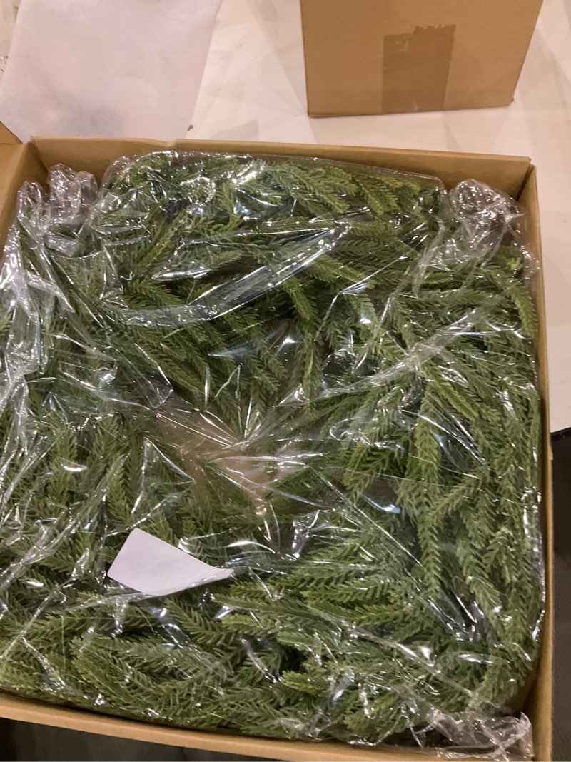 24 inch norfolk pine wreath for front door - lifelike artificial pe christmas wreath, 80 tips - realistic greenery for year-round modern farmhouse decor & holiday diy crafts