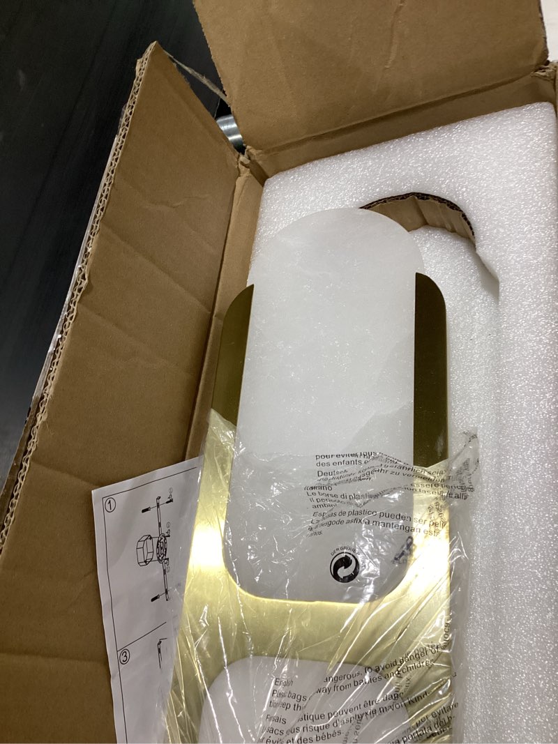 Condition photo showing New/Like New for 20" brass alabaster wall sconce,spanish natural marble dimmable indoor wall sconce,2700k/3000k/4000k/5000k/6500k cct selectable, gold wall light fixtures for living room,bedroom,bathroom,hallway 20inch-1pk