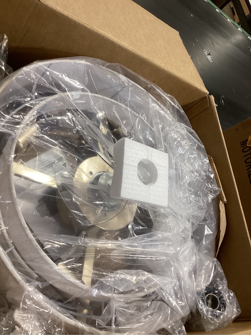 Condition photo showing Good Condition for 20'' Boho Fandelier Ceiling Fan with Light, Gold Fabric Chandelier with Light Remote Control, Caged with 6 Speeds for Bedroom, Nursery, Living Room Ivory Boho