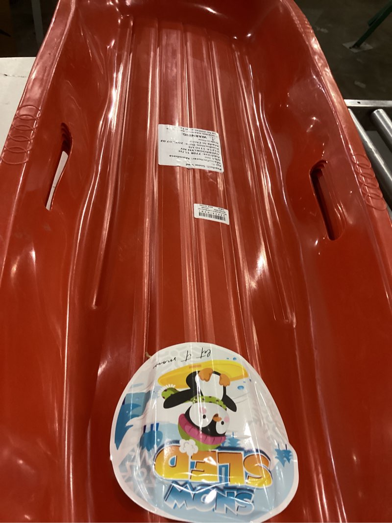 AGPTEK 47 inch Durable Downhill Sprinter Toboggan Snow Sled for Boys Girls Adults with Built-in Hand