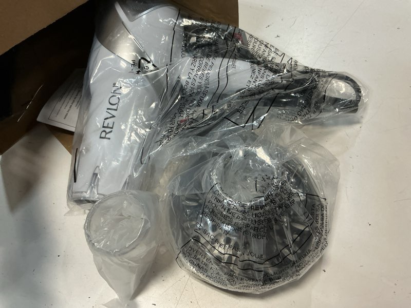 Condition photo showing New/Like New for revlon infrared hair dryer with diffuser & concentrator - ionic ceramic blow dryer for frizz control, shine, soft hair & moisture protection - 1875w professional salon-quality (white) full size