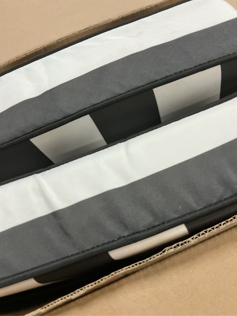 Condition photo showing Good Condition for 2 set outdoor deep seat cushion patio furniture cushions 19x19x4 inch, outdoor chair cushions with ties & portable handle, foam cushions for lawn chair, fit for 18''-20'', black & white striped black & white striped 2set-19*19