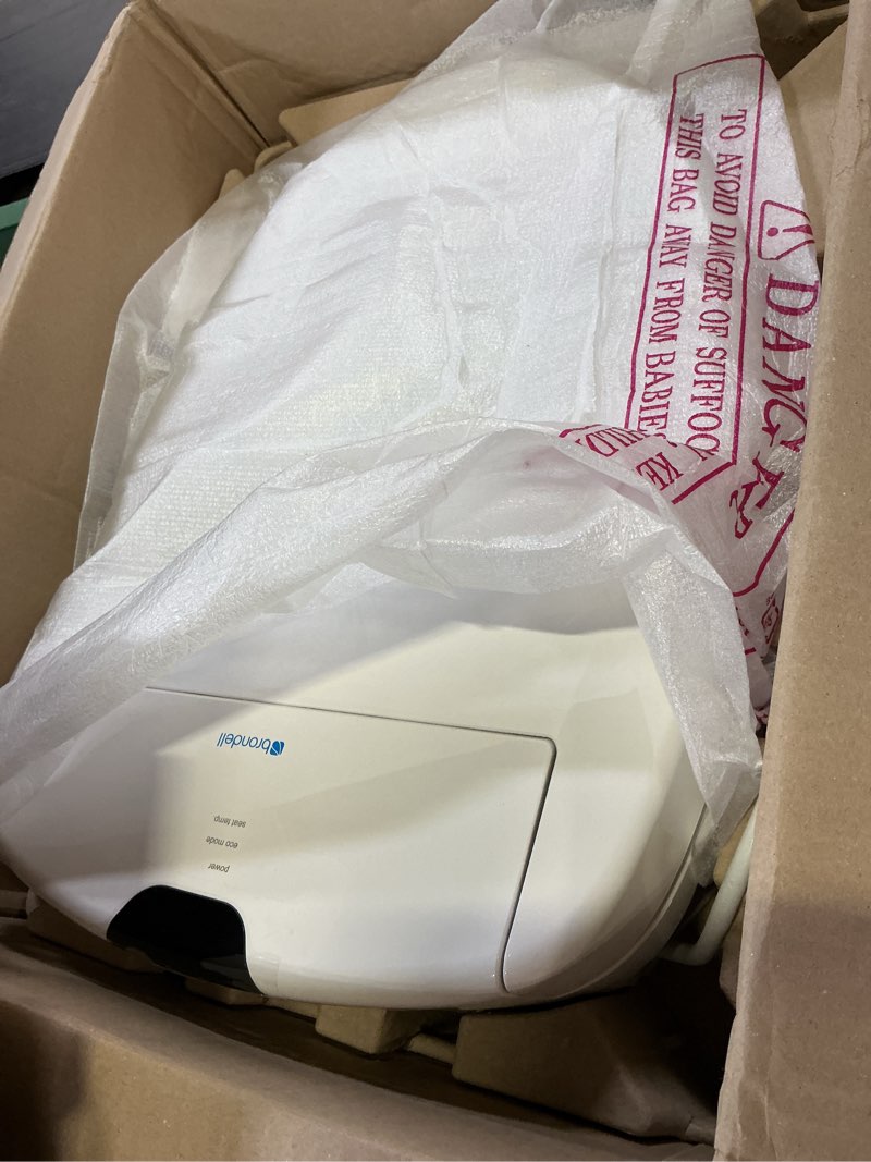 Condition photo showing As Is for brondell bidet toilet seat s1400, smart toilet seat, dual stainless-steel, self-cleaning nozzle with clean plus technology, endless warm water bidet, warm air dryer-nightlight, heated seat, elongated elongated s1400