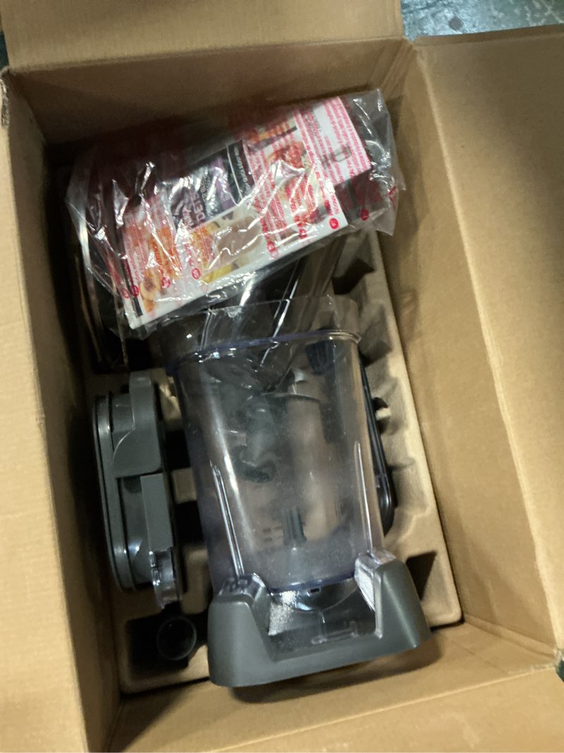 Condition photo showing As Is for ninja detect kitchen system 72-oz blender, feed chute with slicing & shredding disc, 3 speeds, smoothies, crush, chop, dough, blendsense technology, 1700pw, tb400wm silver