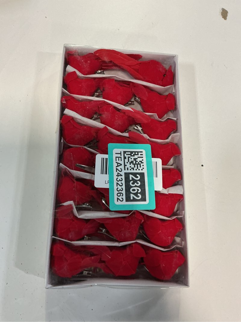 Condition photo showing New/Like New for KLEWEE 24 Pcs Cardinals, Artificial Red Cardinal Birds, Clip On Christmas Red Cardinal Ornaments for Christmas Tree Decorations, Wreath, Centerpiece and Crafts - 3.5"-3.9" Long