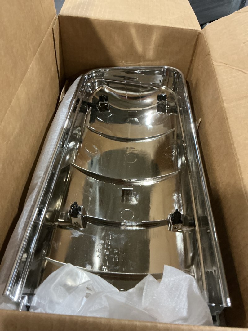 Condition photo showing As Is for chrome door mirror covers fit for freightliner cascadia 2007 2008 2009 2010 2011 2012 2013 (not compatible with evolution) driver and passenger side 08-16cascadia chrome side mirror cover