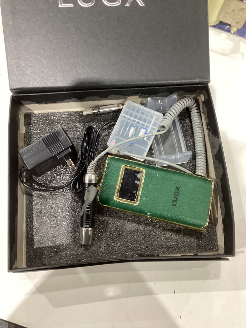 Condition photo showing As Is for L'UGX Professional 35000RPM Electric Nail File for Acrylic Gel Nails, Portable Nail Drill Machine for Manicure & Pedicure Polishing Green