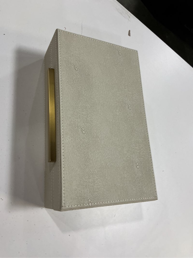 Condition photo showing Good Condition for pearl white small decorative box with gold handle, pu leather exquisite box for keepsake memory box, storage box with lid for modern home, jewelry organizer(pearl white-gold, 1pack)